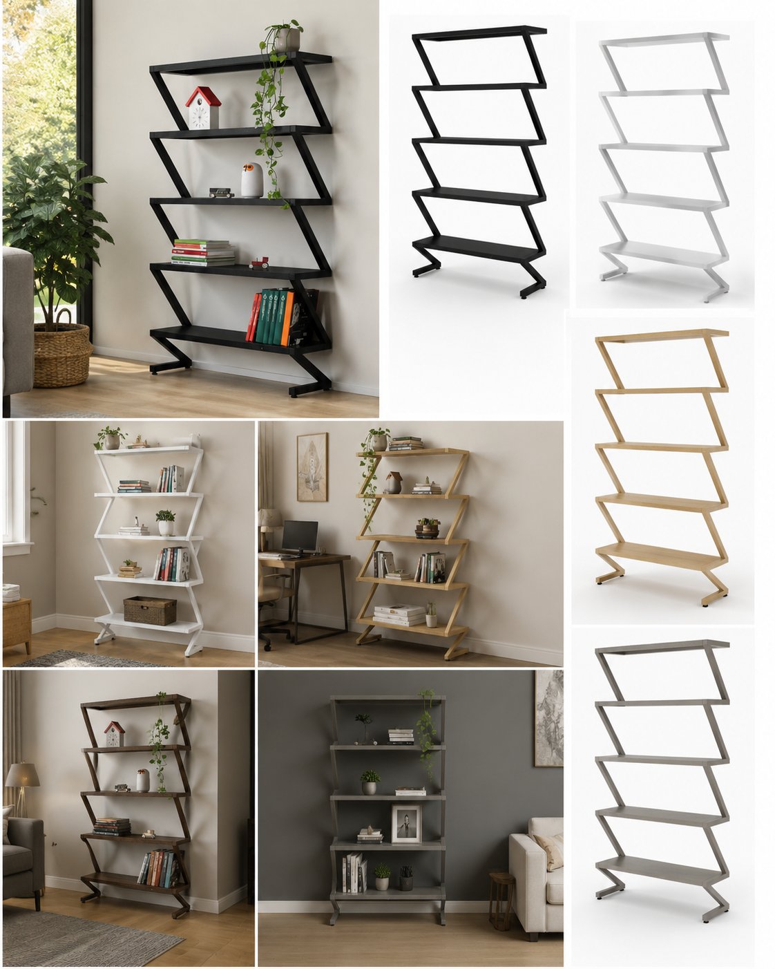 Modern Zigzag Metal Kitaplık