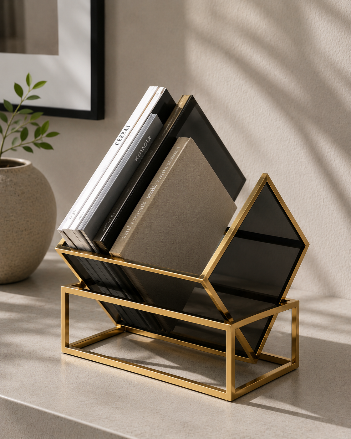 Geometrik Metal Kitap Standı
